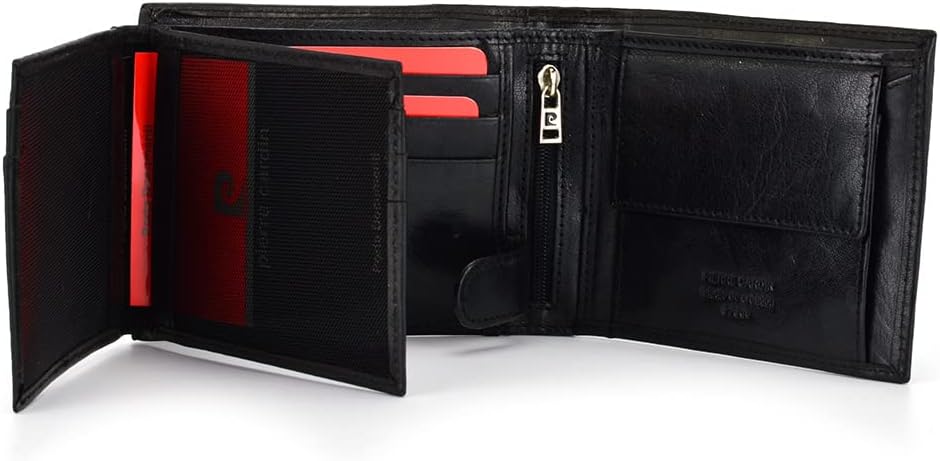 Pierre Cardin Herren Geldbörse aus echtem Leder mit Kartenfächern Münzfach Elegantes Schwarz, Elegan