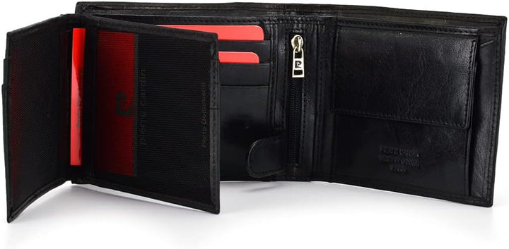 Pierre Cardin Herren Geldbörse aus echtem Leder mit Kartenfächern Münzfach Elegantes Schwarz, Elegan