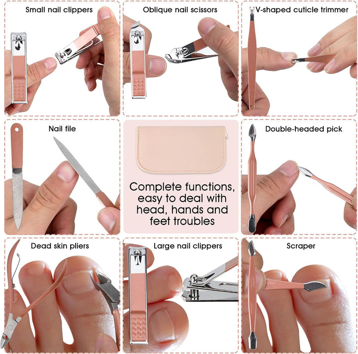 Nagelknipser und Beauty-Werkzeug, tragbares Set, rotgoldenes, martensitisches Edelstahl-Maniküre-Set