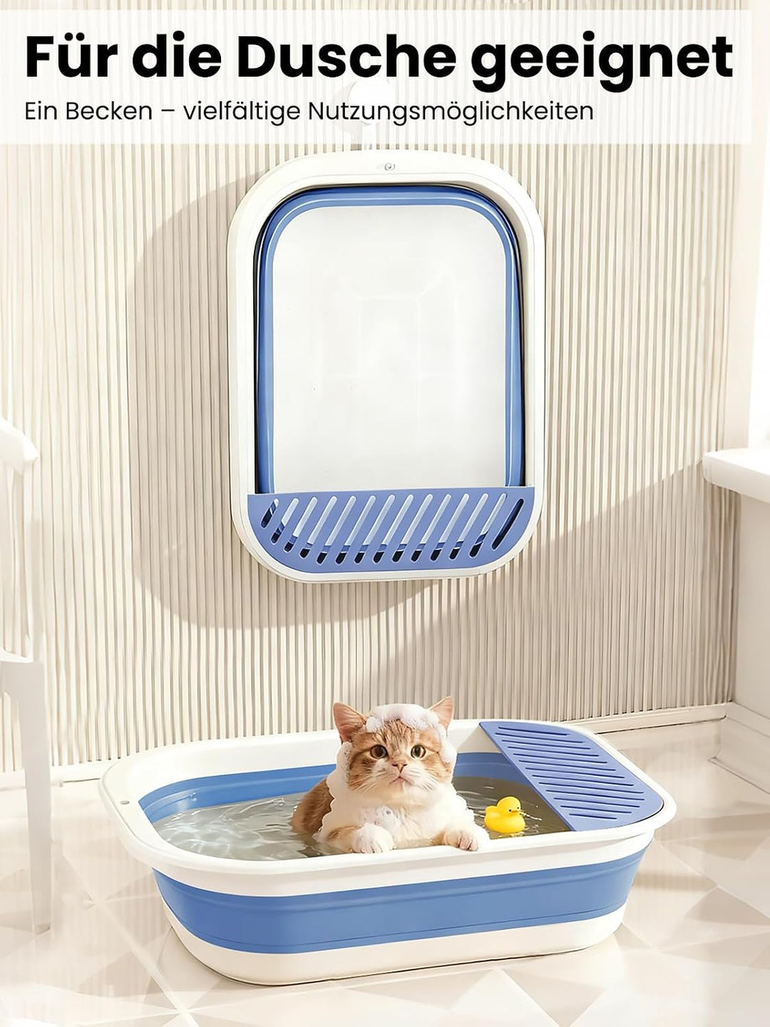 Katzenklo Reisetoilette Faltbare Flache, Katzentoilette Niedrig Einstieg | Blau Katzenklo Kätzchen m