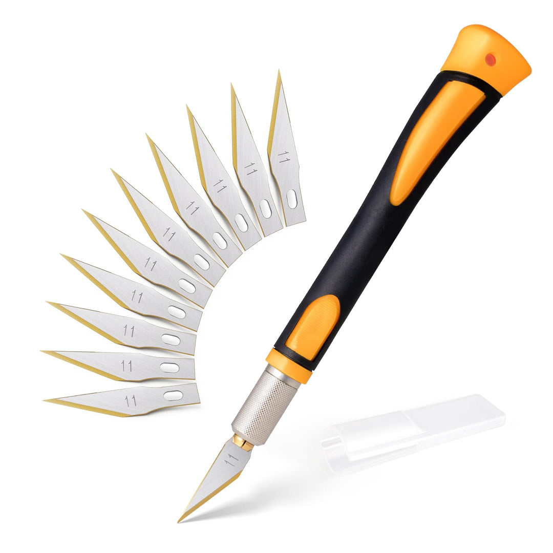 FOSHIO Bastelmesser Skalpell Set, Mini-Titan-Skalpellmesser mit Softgriff inklusive, mit 10 Titan-Er