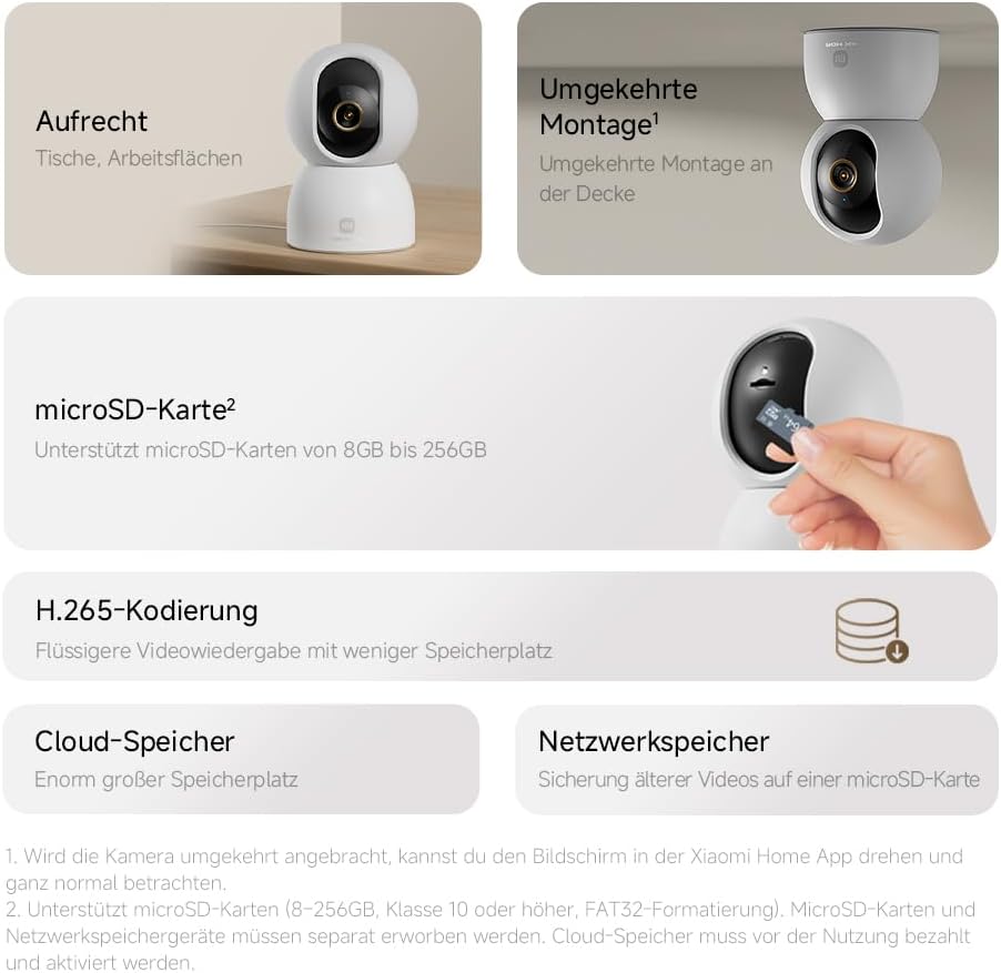 XIAOMI C701 4K 8MP Schwenk/Neige Innenkamera WLAN Überwachungskamera 360°-Abdeckung KI-Erkennung Nac