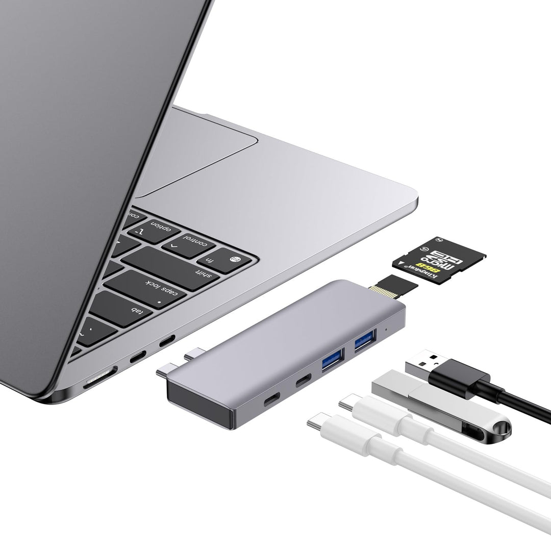 USB C Hub, 7-in-2 USB Adapter für MacBook Pro Air Thunderbolt 4 Dock mit 4K HDMI, 100W PD, 40Gbps, U