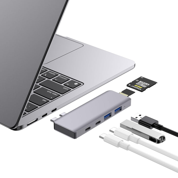 USB C Hub, 7-in-2 USB Adapter für MacBook Pro Air Thunderbolt 4 Dock mit 4K HDMI, 100W PD, 40Gbps, U