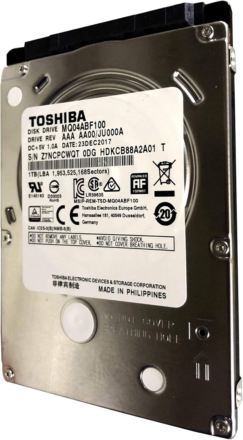 MQ04ABF100 Toshiba 1TB/1000GB 5400rpm SATA 7mm 2.5Zoll Festplatte 128MB, 6Gbit/s. (Renewed)