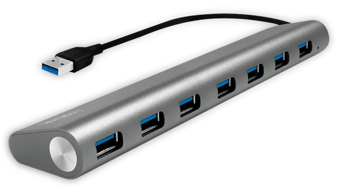 LogiLink UA0308 USB 3.0 Hub für PC/Laptop, 7-Ports Aluminiumgehäuse Silber USB 3.0 7-Port, USB 3.0 7