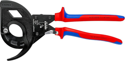 Knipex Kabelschneider (Ratschenprinzip, Dreigang) schwarz atramentiert, mit Mehrkomponenten-Hüllen 3