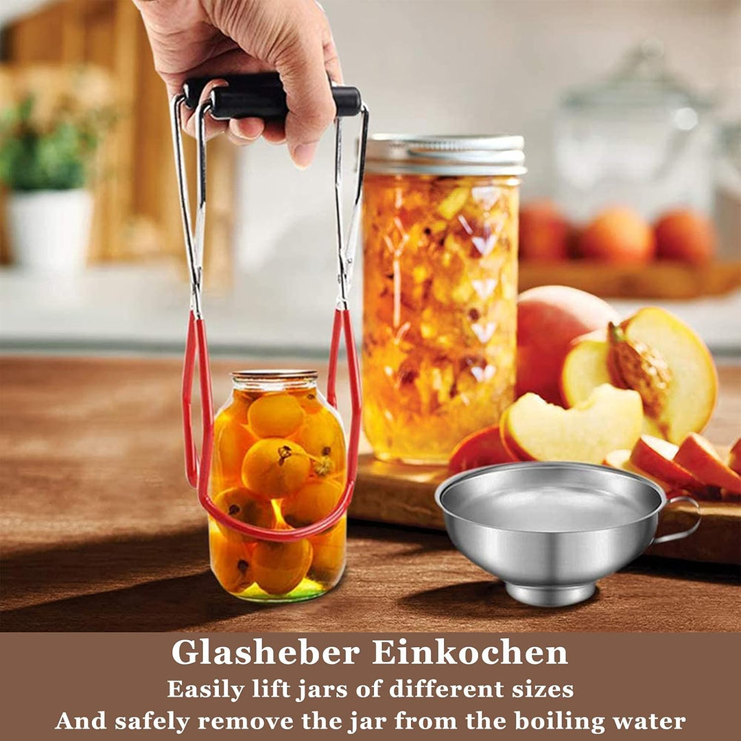 Trichter edelstahl Set, 7 Stück küche Marmeladentrichter, mit einmachgläser Heber und Filter zum Umf