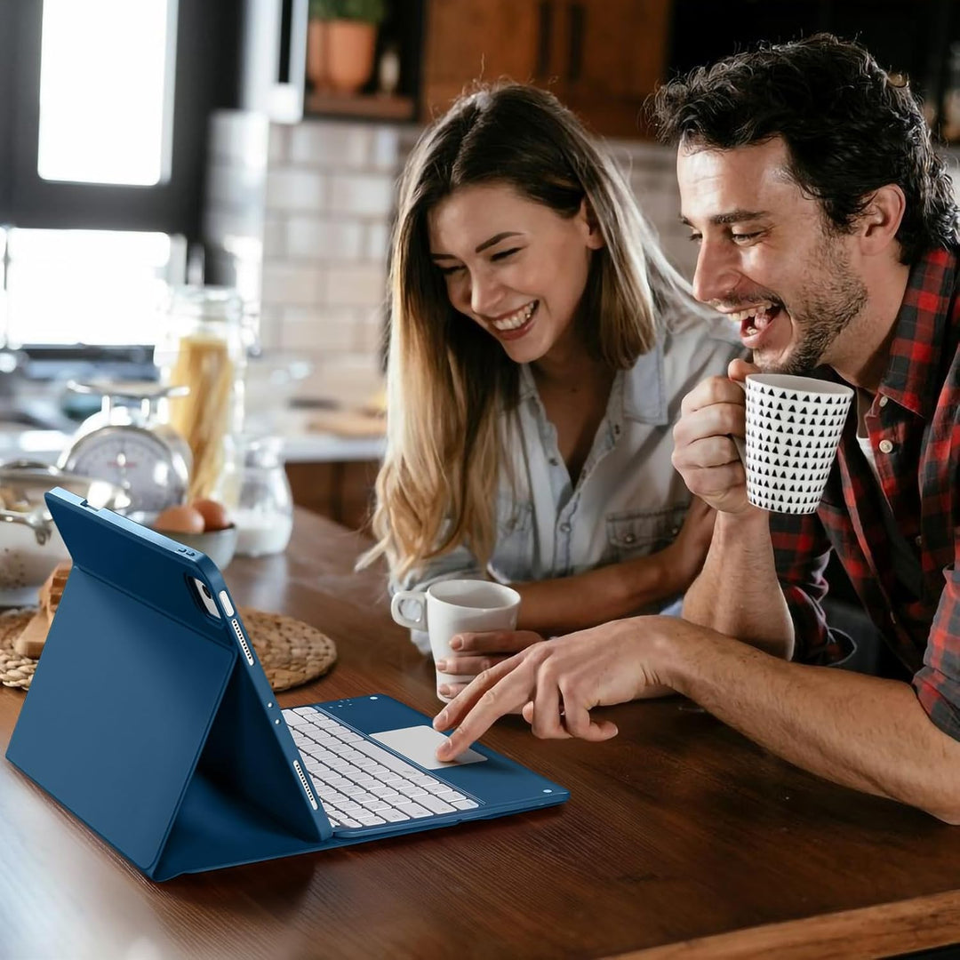 Vobafe Hülle mit Tastatur für iPad Air 13 Zoll 2025 M3/2024 M2, iPad Pro 12.9 (3. 4. 5. 6. Gen), QWE