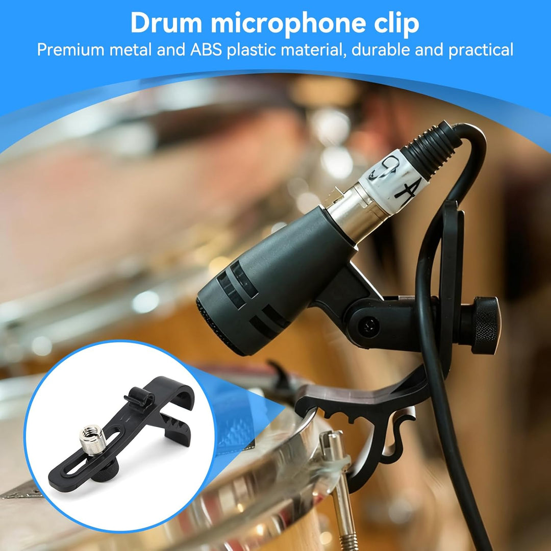 4 Stück Trommel Mikrofonklammern, Universal verstellbare Drum Rim Mic Clips Mikrofon Mount Clamp Mik
