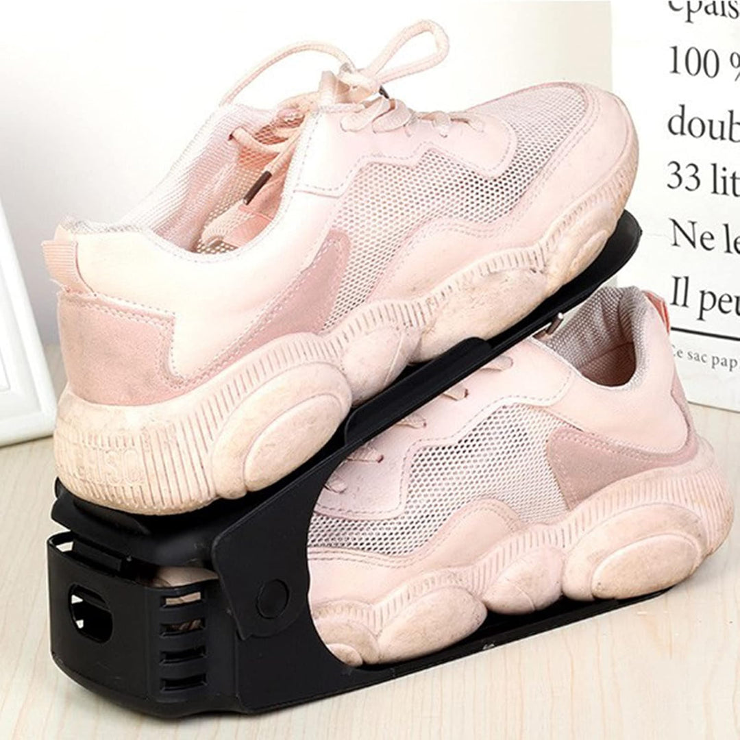 10er-Pack Verstellbarer Schuhstapler, doppelstöckiger Schuhregal-Organizer, Schuhschlitz-Organizer,