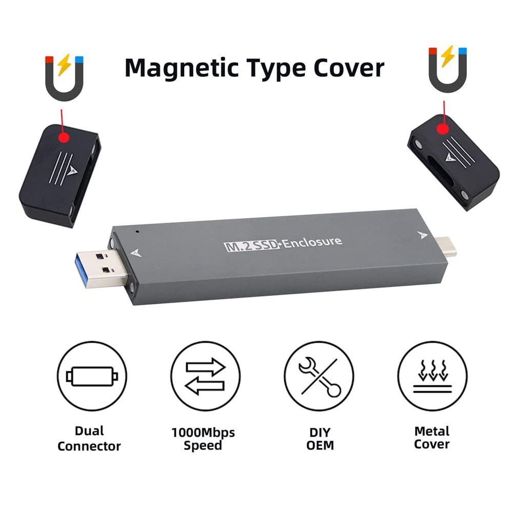Cablecc Combo Typ-C & USB 3.0 zu NVME M-Key M.2 NGFF SATA SSD PCBA Gehäuse 2280/2242/2230mm Adapter