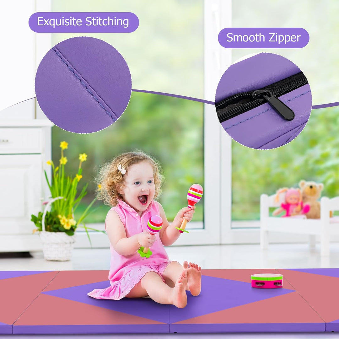 GOPLUS Turnmatte klappbar, 240×117×5cm Weichbodenmatte mit 2 Tragegriffen & Klettverschlüssen, Gymna