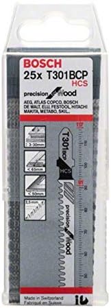 Bosch Professional 25 x Stichsägeblatt T 301 BCP (für weiches Holz, gerader Schnitt, Zubehör Stichsä