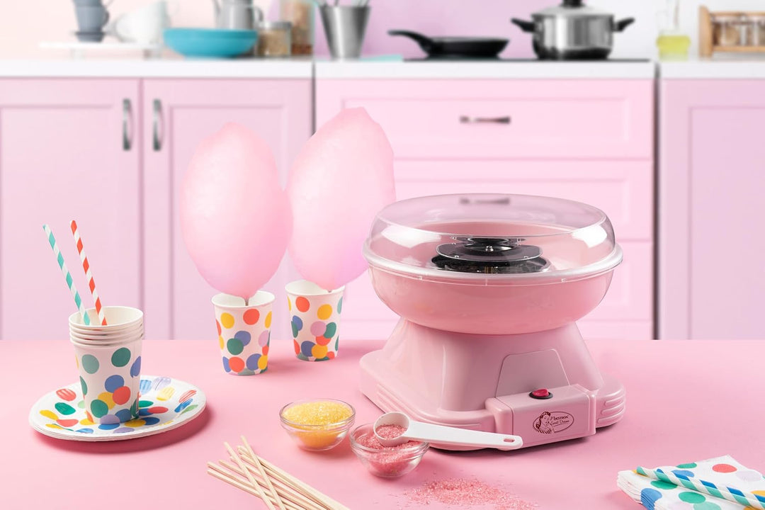 Bestron Zuckerwattenmaschine, Retro Cotton Candy Maker für Zuhause, Zuckerwattegerät mit 10 Stäbchen