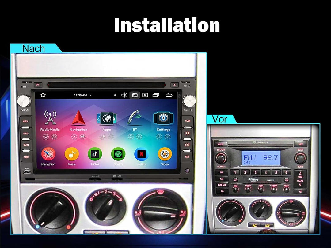 Erisin Android 14 8 Kern 4GB+64GB 2din DAB+ Autoradio Für VW Passat B5 Golf 4 Sharan Polo T4/T5 Jett