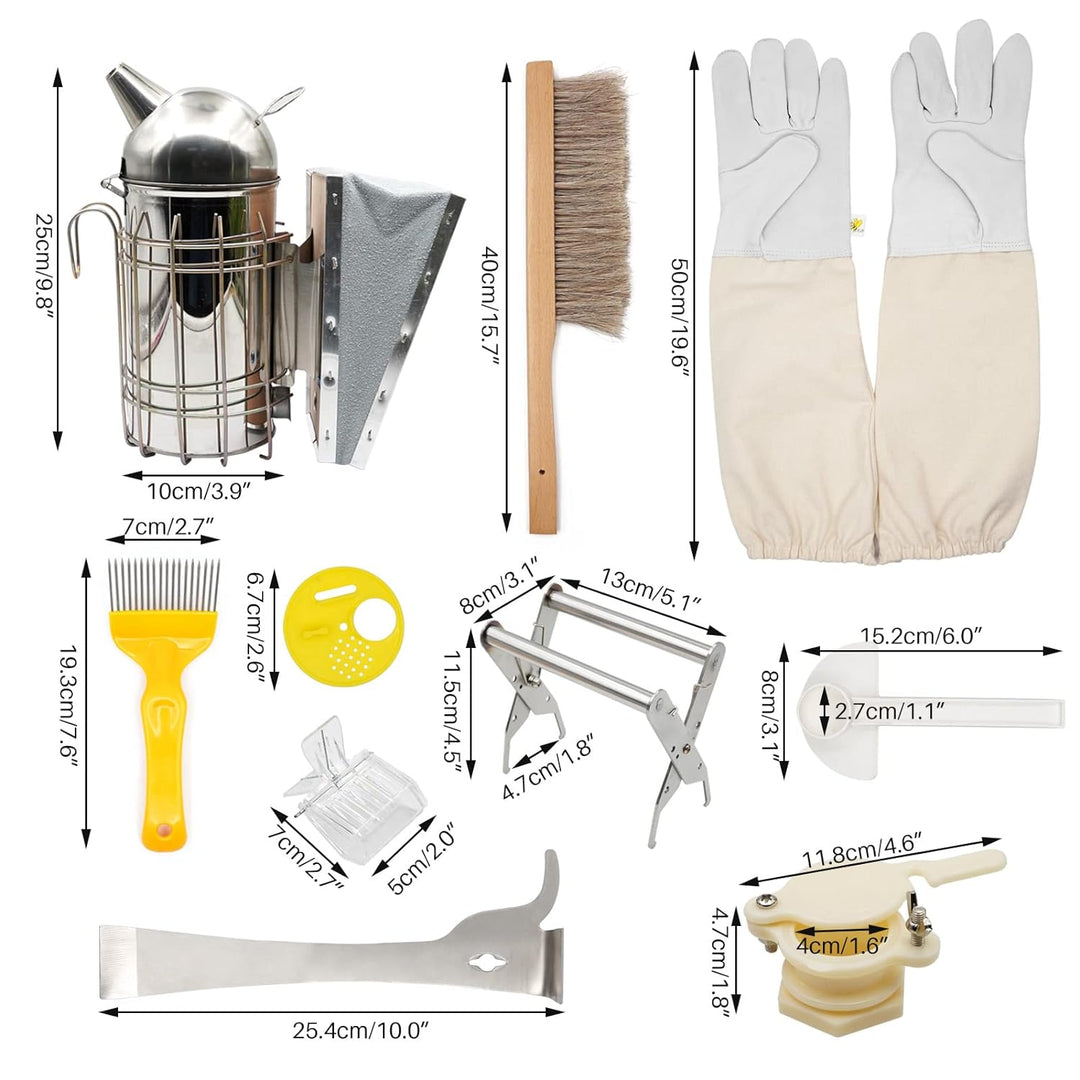 MOGOULUA 15 Stück Imker Werkzeug Set Imker Einsteiger professionelles Set Imkereizubehör Bienenbesen