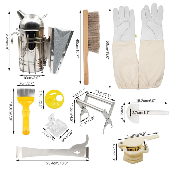 MOGOULUA 15 Stück Imker Werkzeug Set Imker Einsteiger professionelles Set Imkereizubehör Bienenbesen