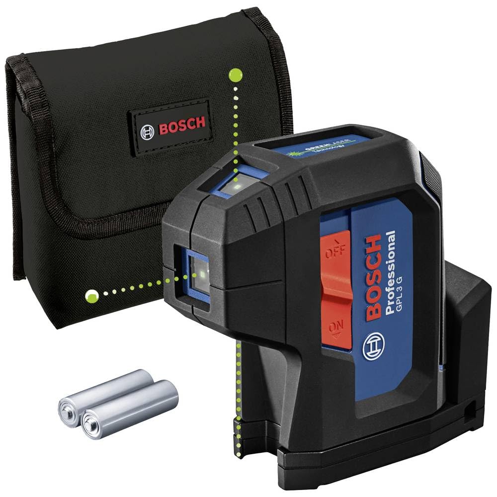 Bosch Professional 3-Punkt-Laser GPL 3 G (grüner Laser, Arbeitsbereich: bis 30 m, Tasche) GPL 3 Grün