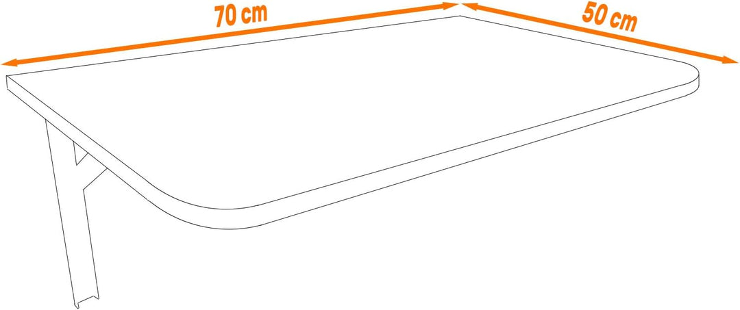 AKKE Klapptisch Wandklapptisch Esstisch - Klappbar Faltbar Platzsparend - Abgerundete Ecken - 70cm x