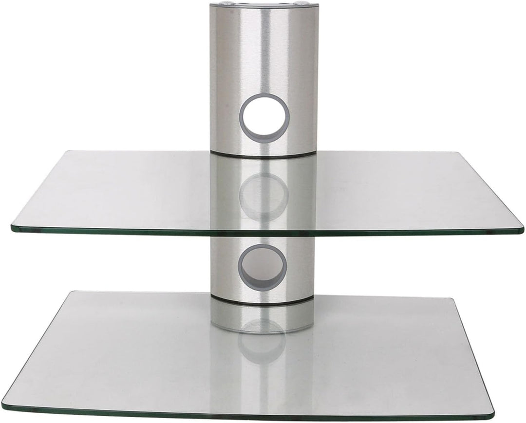 NEG Multimedia TV-Rack Suspender 502S (Silber) mit 2 Glas-Ablagen und Kabelmanagement-System 2 Regal