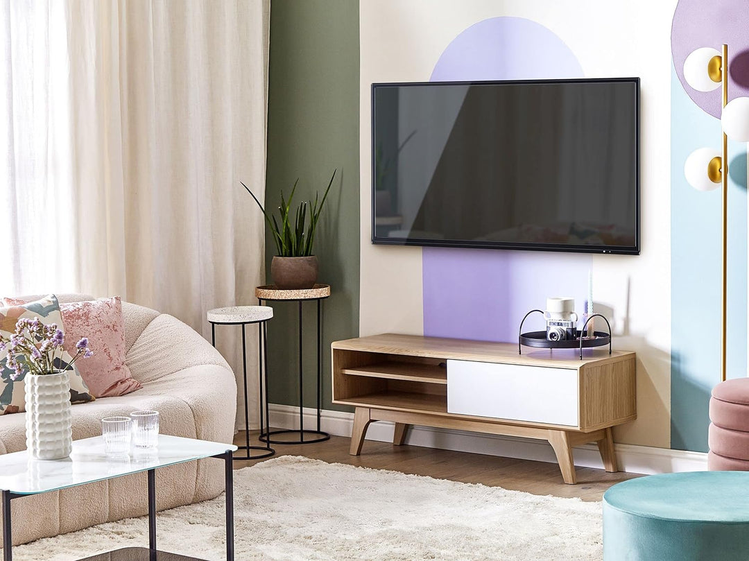 Fernsehtisch moderner Stil 2 Fächer MDF-Platte heller Holzfarbton / weiss Buffalo