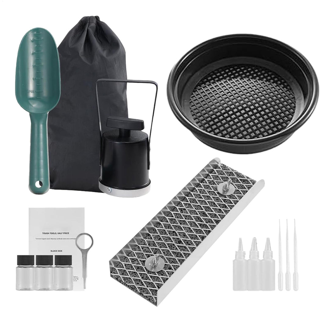 Goldwaschausrüstung, Kleine tragbare Waschrinne für Gold, Outdoor Goldwasch-Set mit Fläschchen, für