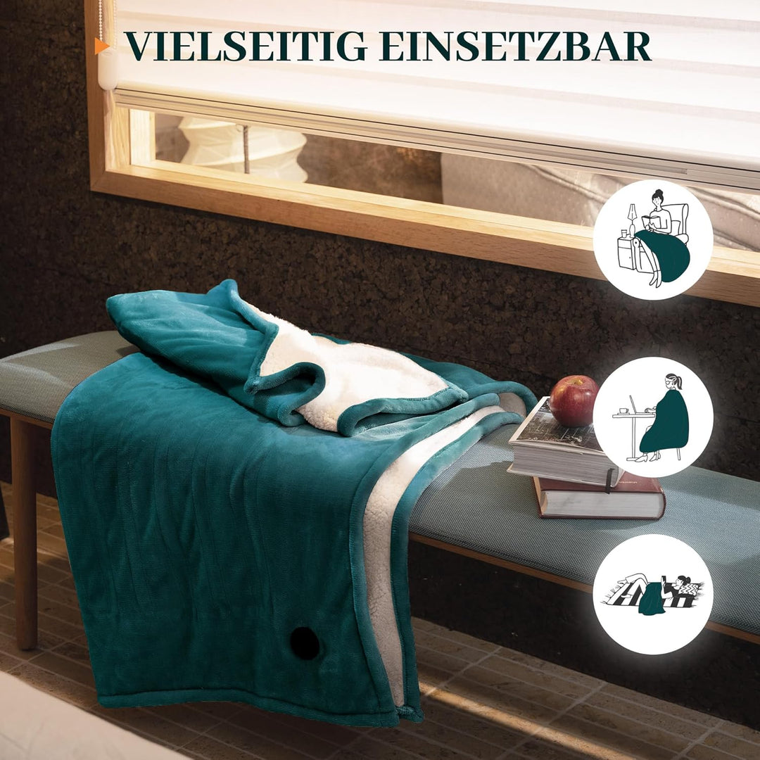 GOTCOZY Wärmedecke Heizdecke 130x180 cm – Ein Knopf Wärmedecke Elektrisch mit 10 Heizstufen & 9-Stun