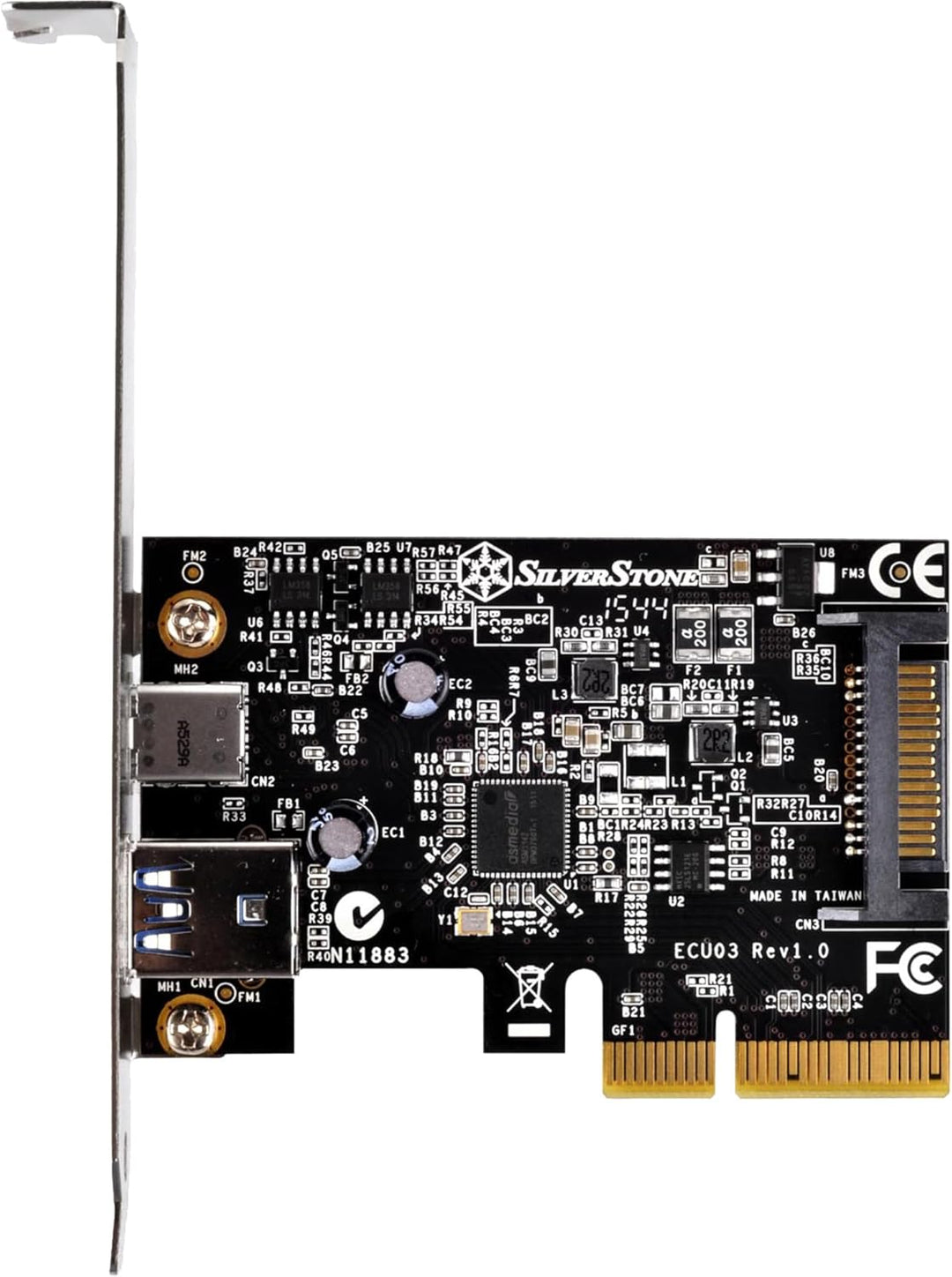 SilverStone SST-ECU03 - SST-ECU03 - PCI-E Erweiterungskarte 1x USB 3.1 Typ C, 1x USB 3.1 Typ A, 10Gb