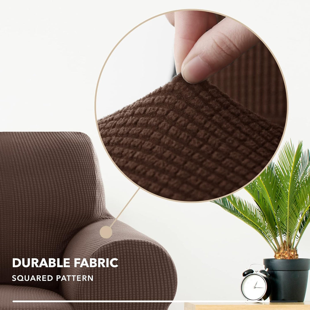 Deconovo Sesselbezug für 1-Sitzer, Jacquard, schokoladenfarben, Bezug für Sessel, Entspannung, Wohnz