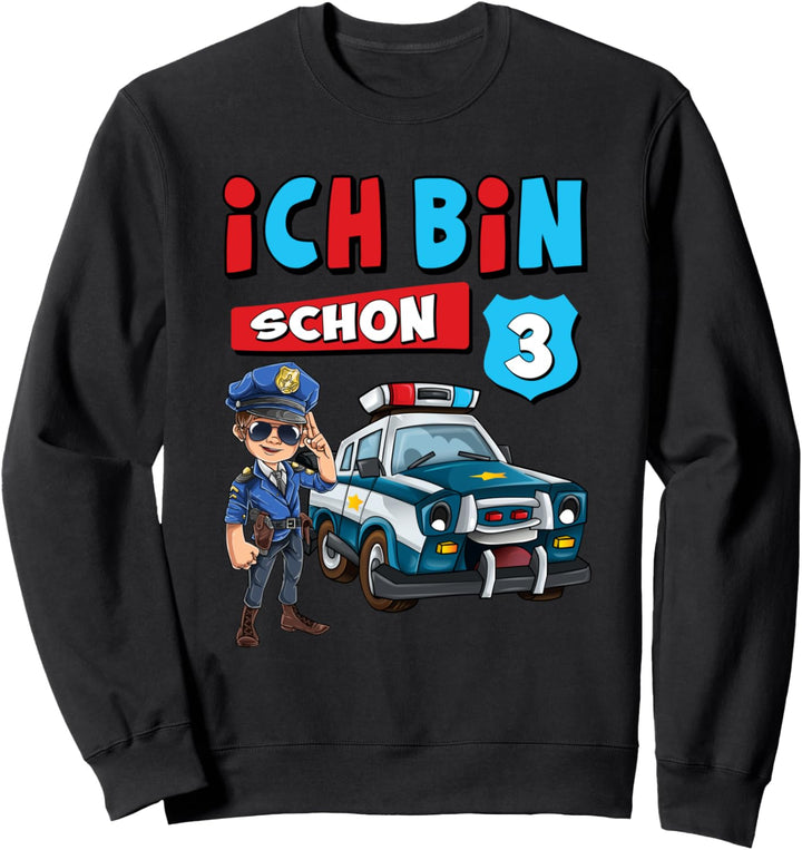 Ich bin 3 Jahre T-Shirt Jungen Polizei Auto Geschenk Sweatshirt