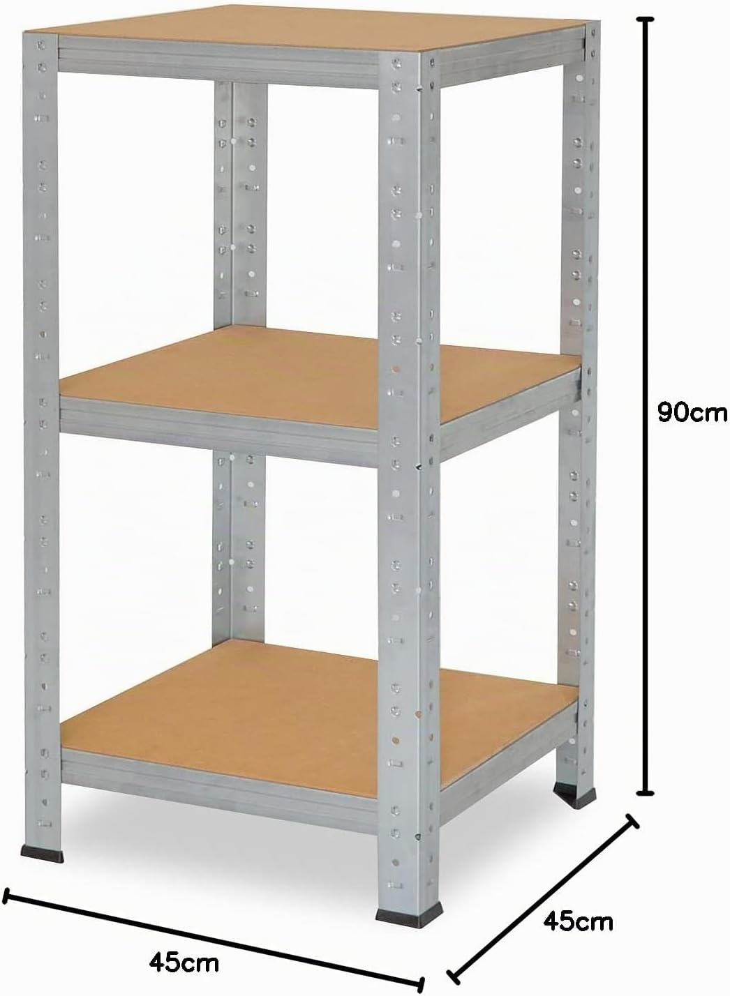 shelfplaza® 90x45x45cm Home Schwerlastregal verzinkt/Metallregal mit 3 Böden/Kellerregal Metall, Gar
