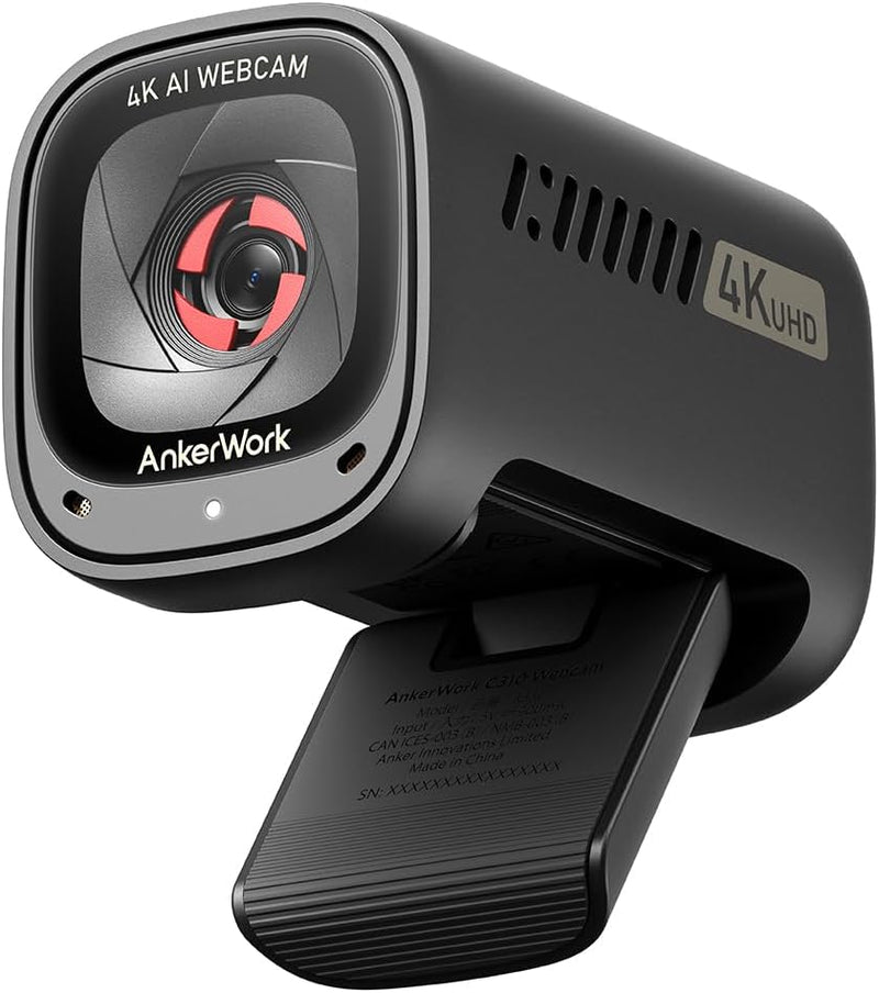 AnkerWork C310 Webcam, 4K Webcam, 12MP, 1080p@60FPS HDR, KI-Autofokus, KI-Framing, Mikros mit KI-Ger
