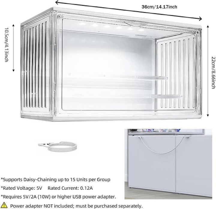 Acryl Vitrine mit LED, Schaukasten Klein mit Tür, Setzkasten mit Scheibe, Acrylbox Transparent für A