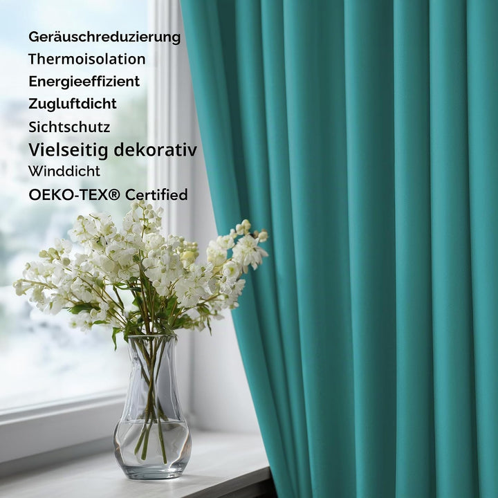 Deconovo Vorhang Verdunkelung Kälteschutz Gardinen Wohnzimmer Gardinen Blickdicht, 138x117cm(HöhexBr