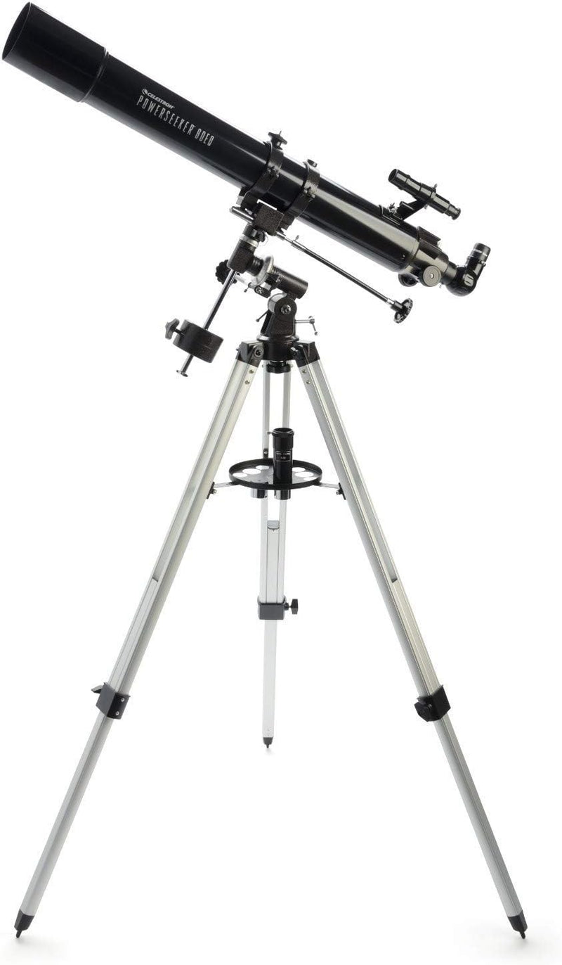 Celestron 21048 PowerSeeker 80EQ Refraktor-Teleskop - mit Zwei Okularen, seitenrichtigem Spiegel, Ei