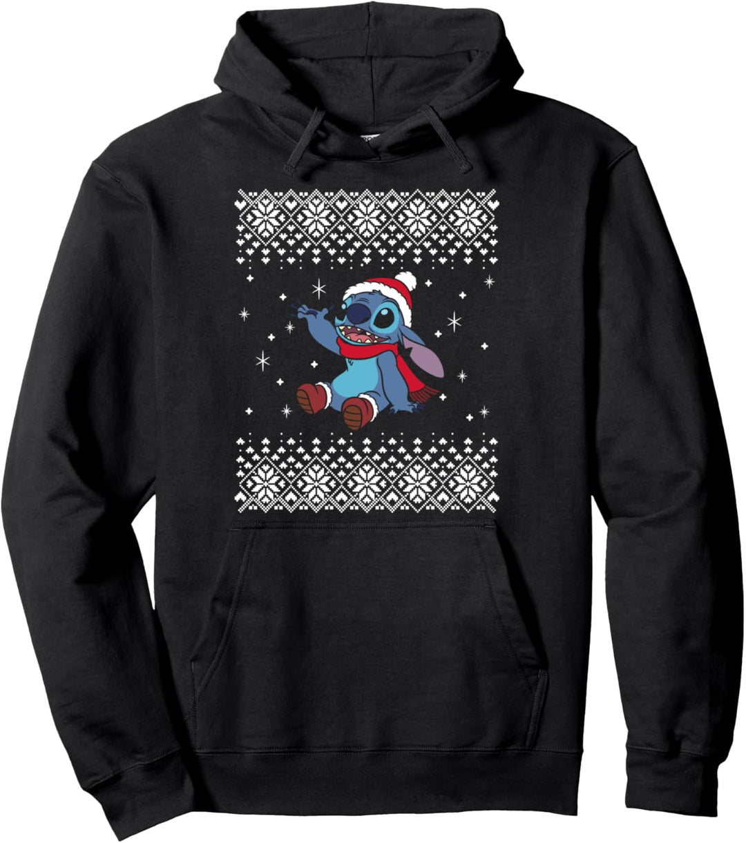 Disney Lilo & Stitch Weihnachten Stitch Snowflake Ugly Print Pullover Hoodie