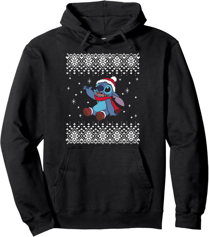 Disney Lilo & Stitch Weihnachten Stitch Snowflake Ugly Print Pullover Hoodie