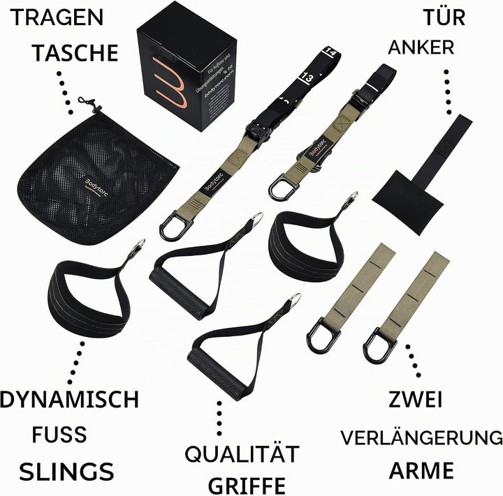 Suspension Trainer, Bodyweight Training Straps for Full Body Workouts at Home, Includes Door Anker,