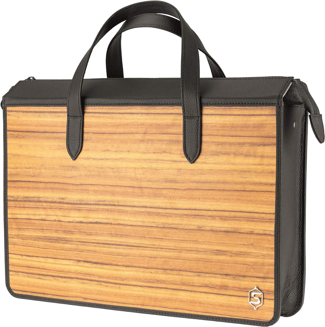 Laptop-Tasche James | Gefertigt aus Echtholz Typ Amazaque und Rindleder | Notebook-Tasche 15" Schwar