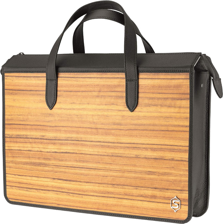 Laptop-Tasche James | Gefertigt aus Echtholz Typ Amazaque und Rindleder | Notebook-Tasche 15" Schwar