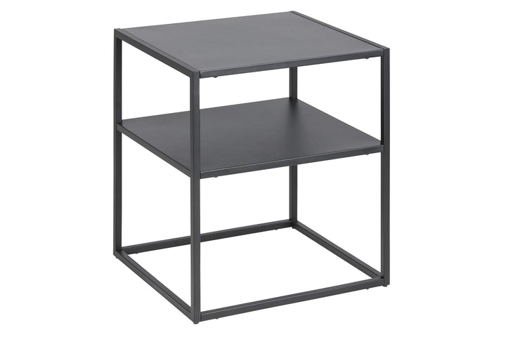 AC Design Furniture Nino Nachttisch mit Ablage, B: 45 x H: 50,5 x T: 40 cm, Schwarz, Metall, 1 Stk,