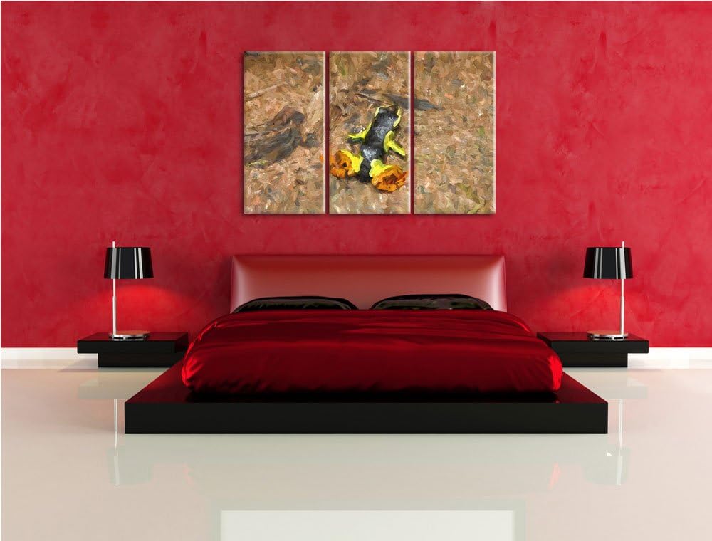 kleiner Färberfrosch auf Waldboden NewArt 3-Teiler Leinwandbild 120x80 Bild auf Leinwand, XXL riesig
