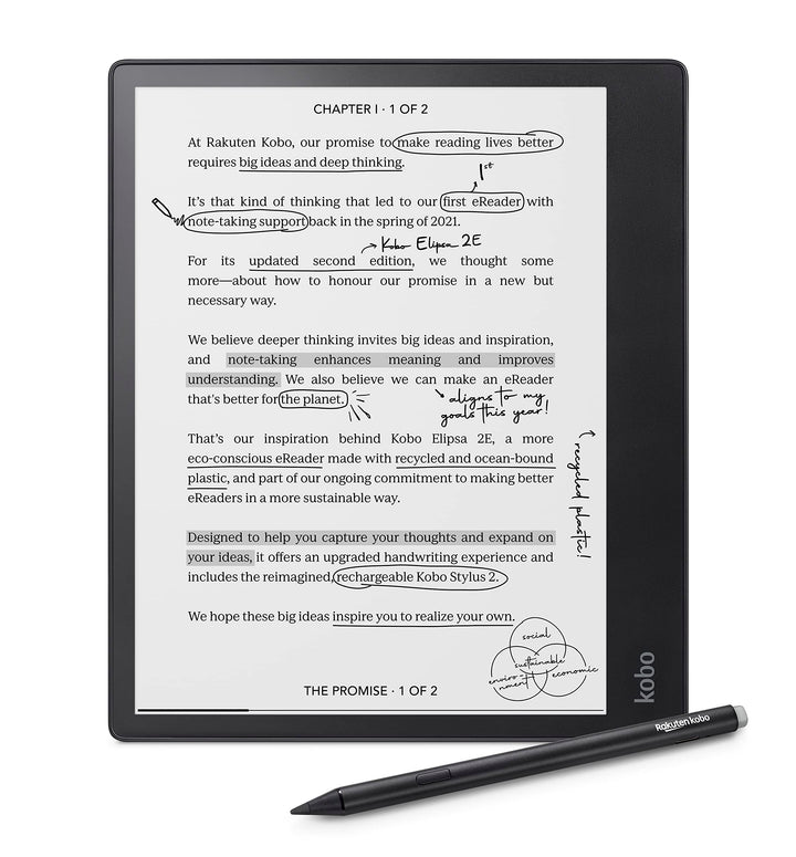 Kobo Elipsa 2E | eReader | 10.3” Glare-Free Touchscreen with ComfortLight PRO | Includes Kobo Stylus