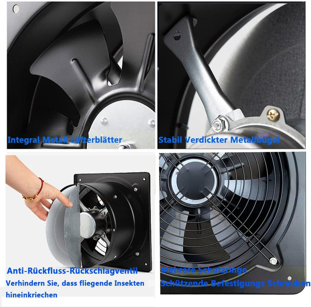 ECUTEE 120W 12 Axiallüfter 2650 m³/h Abluftventilator 300mm Axialventilator Küchenabluftventilator I