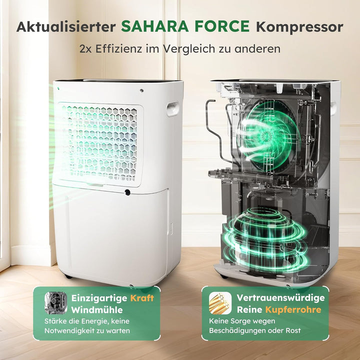Luftentfeuchter 20 Liter/Tag für Räume von ca. 50 ㎡(120 m³) | Leiser Raumentfeuchter mit Touchpanel,