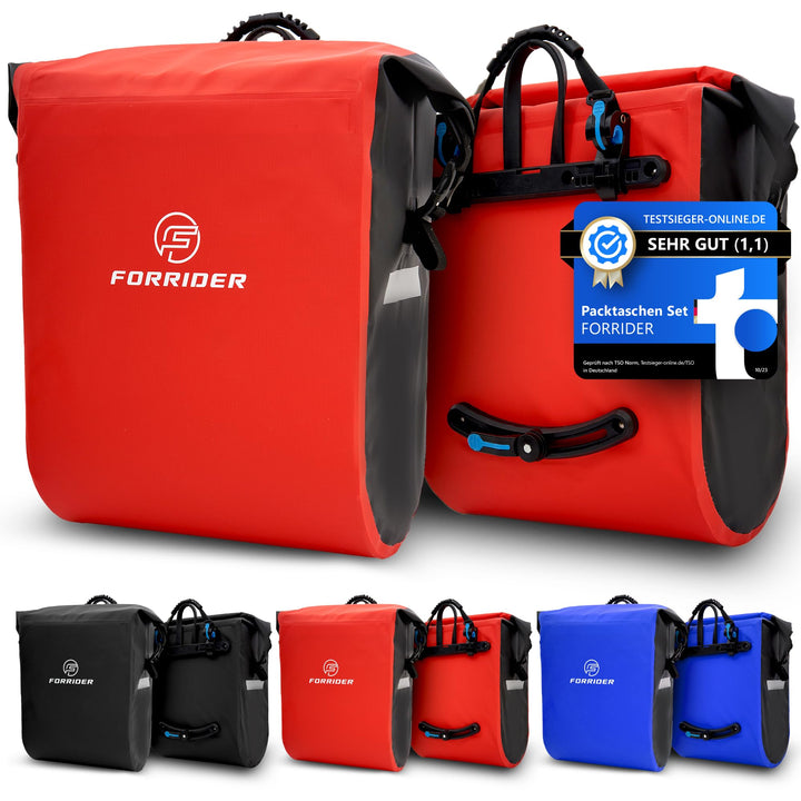 Forrider 2er Set Fahrradtaschen für Gepäckträger Wasserdicht Reflektierend | Gepäckträgertaschen 50L