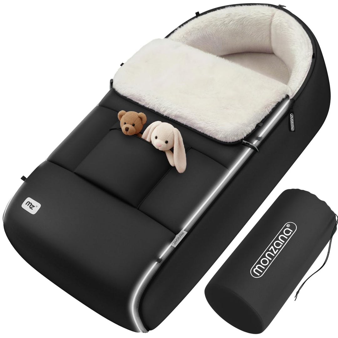 MONZANA® Fusssack für Kinderwagen Baby Winter mit Reflektoren Reissverschluss Waschbar Buggy Babysch