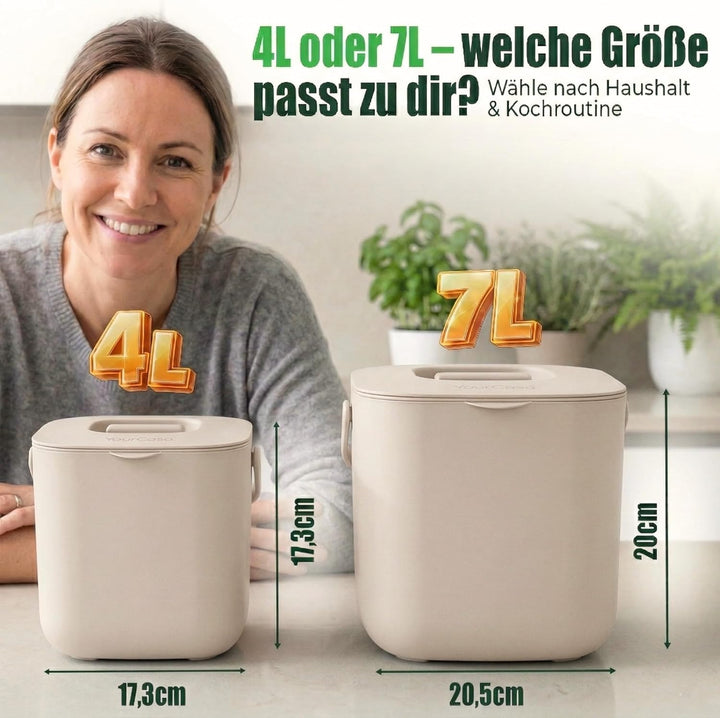 YourCasa® Biomülleimer Küche - 7L - Komposteimer für alltäglichen Biomüll Behälter - Spülmaschinenfe