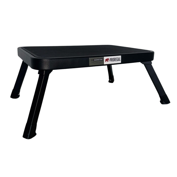PROREGAL Tritthocker klappbar, XXL Trittfläche 38x26cm Anti-rutsch, bis 150kg, 1,8kg leicht, schwarz